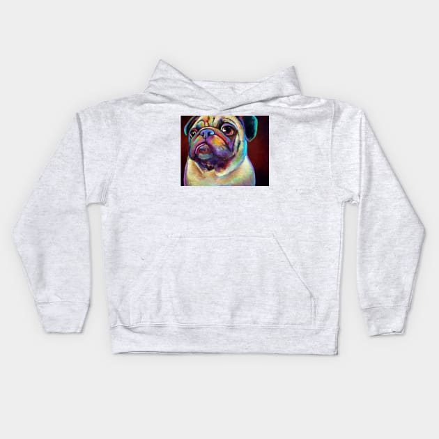 Cute PUG by Robert Phelps Kids Hoodie by RobertPhelpsArt